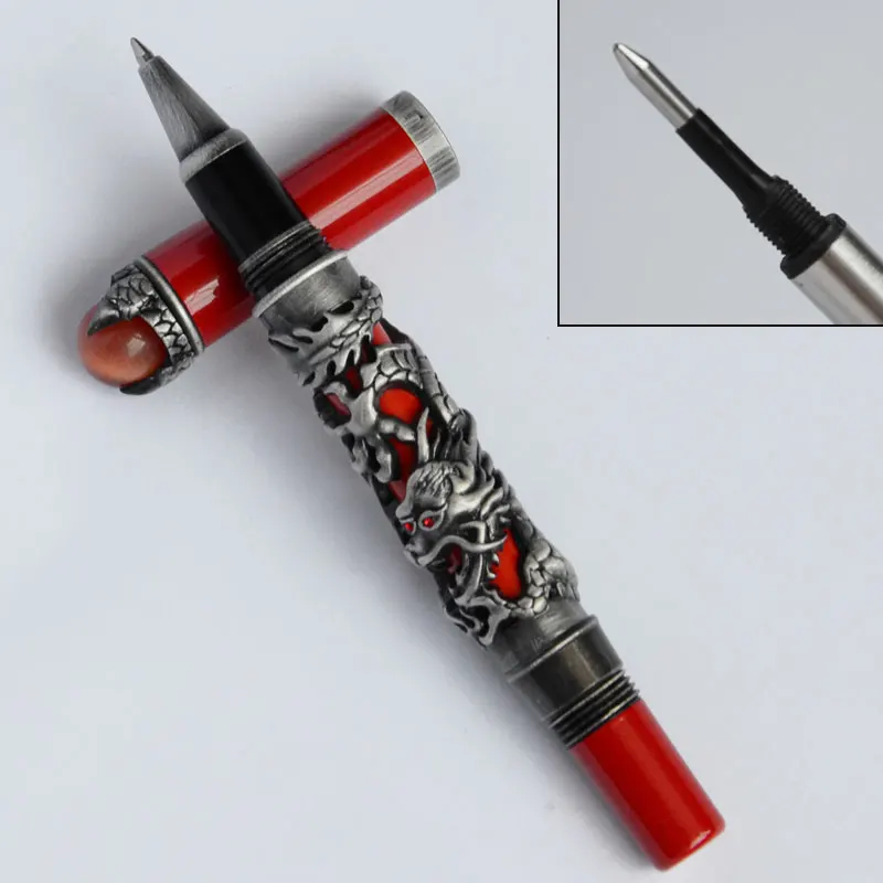 Роликовая Шариковая ручка JINHAO DRAGON KING PLAY жемчужная черная и античная серебряная кисть отделка тиснение 3 вида цветов на выбор