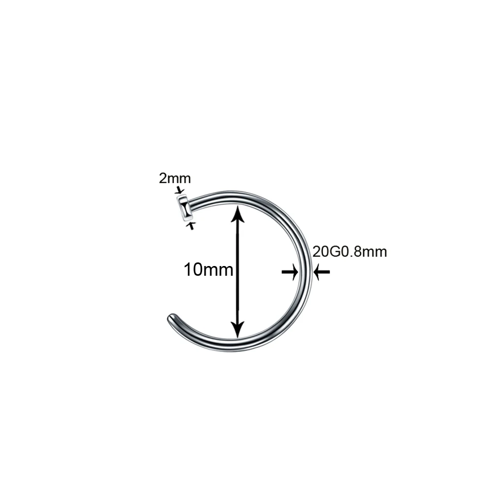 1 шт G23 Titanium18G 20G Нос Пирсинг Ноздря C клип для губ пирсинг носа серьги обруча пирсинг носа заклепки ноздрю пирсинг - Окраска металла: 20G 0.8x10x2mm