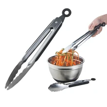 Stainless Steel Kitchen Tongs Silicone Handles BBQ Bacon Steak Cake Clamp Salad Tongs Meat Churrasco Clip Kitchen Tongs AS0097
