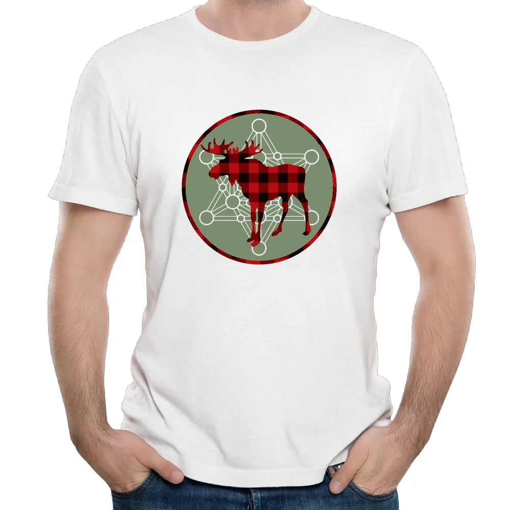 Circle Buffalo Plaid Moose t shirts short sleeve young men Funny novelty crazy-in T-Shirts from 