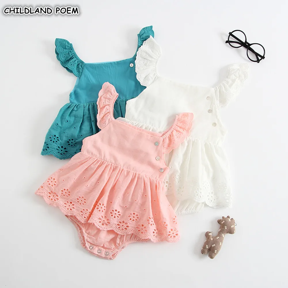 

Baby Girl Clothes Summer Sleeveless Newborn Baby Dress Cotton Lace Infant Romper Style Dress For Girls Princess Baby Clothes