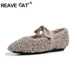 REAVE CAT/женские шерстяные балетки из натуральной кожи на плоской подошве; обувь на плоской подошве; лоферы; дамские мокасины; сезон