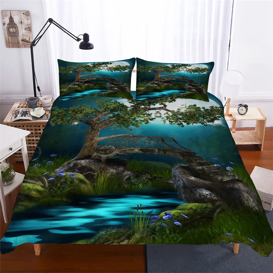 HELENGILI 3D комплект постельного белья лес Dreamland принт пододеяльник набор постельного белья с наволочкой набор домашнего текстиля# MJSL-17