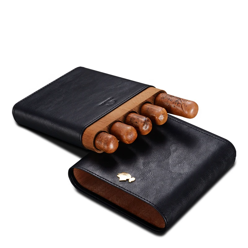 Travel Leather humidors pouch (hold 5 pcs) Cigar Leather moisturizing