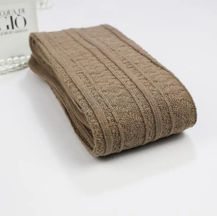 khaki Женские зимние плотные теплые хлопковые чулки, модные ботфорты выше колена для женщин, однотонные длинные высококачественные носки - Цвет: khaki
