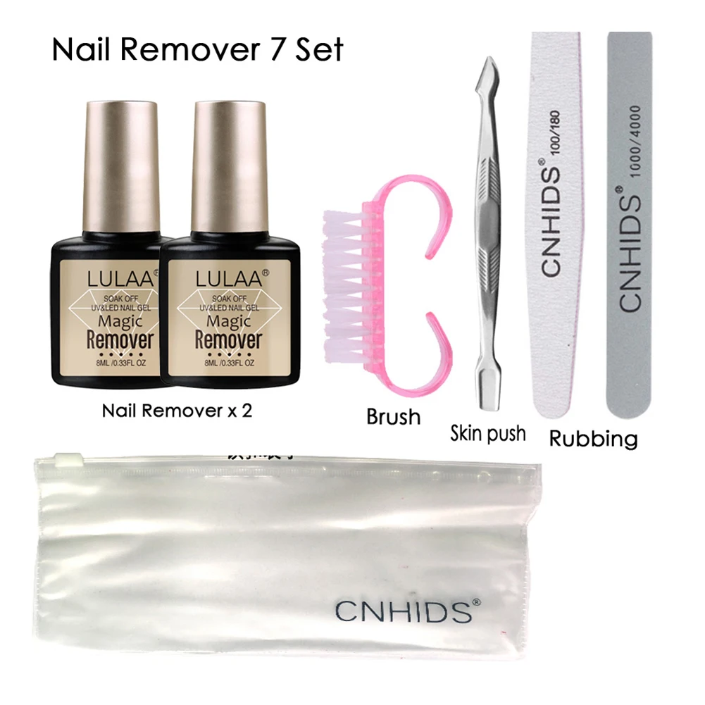 LULAA Nail Polish Burst Magic Soak Off Remover +Nail File+Nail Brush 7PCS/Set UV Gel Healthy Fast TSLM2 | Красота и здоровье