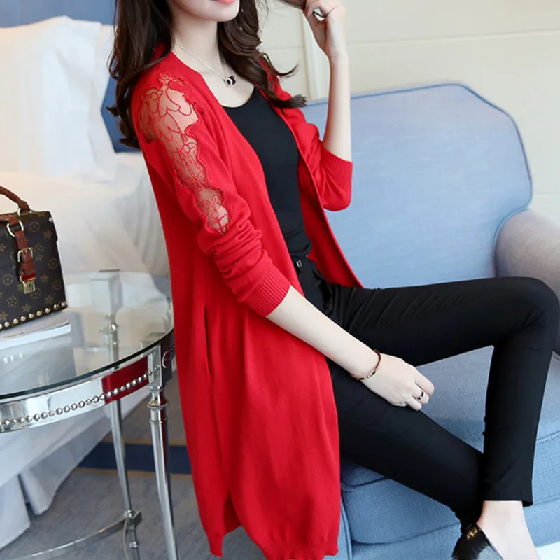 

Thin cardigan New Year summer knitting sweater in 2017 under the long section lace loose large jacket