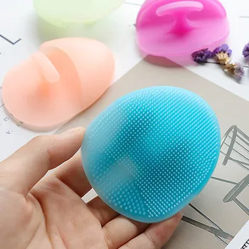 

Baby Silicon Hair Shower Bath Brush Women Face Clean Silicone Brush For Makeup Remover Body Skin Cleansing Wash Pad Cleanser