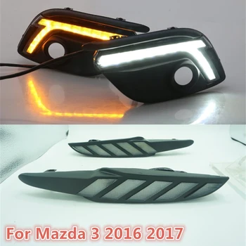 

Moving signal! For Mazda 3 Mazda3 Axela 2017 LED DRL Daytime Running Light Daylights yellow Signal lamp car-Styling lights
