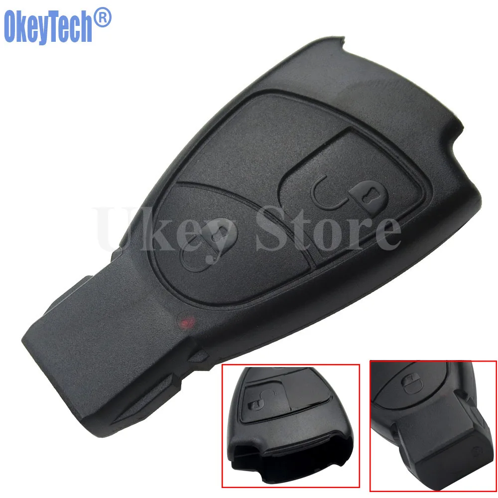 OkeyTech Soft 2 Buttons Car Remote Key Case Shell for MB Mercedes Benz C E ML S SL SLK CLK AMG Smart Key Case Replacement Fob