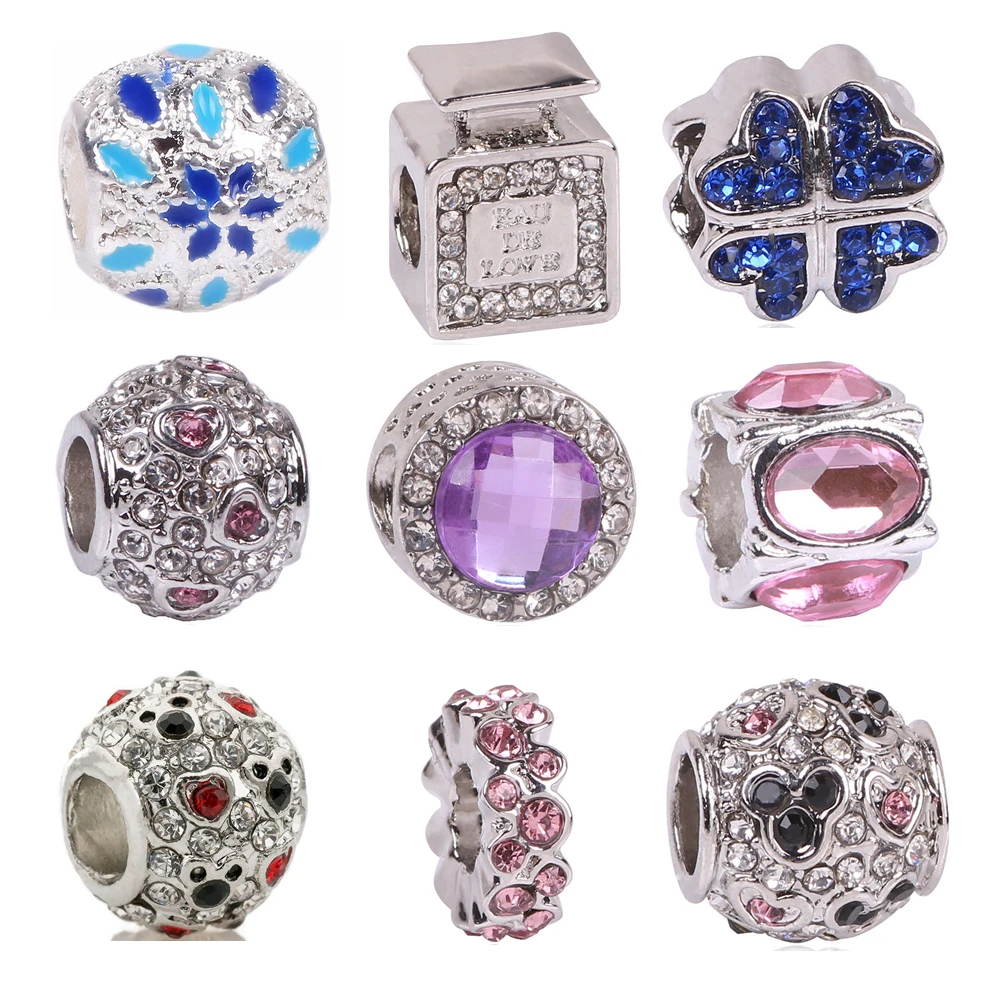 

dodocharms NEW Silver Color Bead European Colorful Crystal Family Tree Love Bead Fit Pandora Bracelet Christmas DIY Necklace