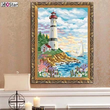 Бескаркасный конструктор «сделай сам» цифровая картина маслом по номерам ландшафтного замка озера пион лес живопись и каллиграфический домашний Декор стены