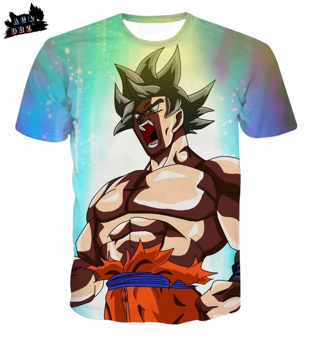 AC &amp DBZ2018 новая футболка с героями мультфильмов Dragon Ball Super Wukong Saiyan 3DT Мужская и