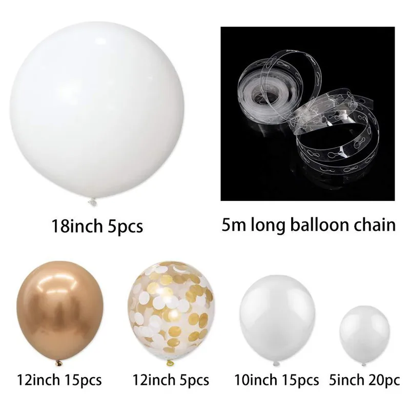 60pcs DIY Party Decorations Balloon Arch Garland Kit Decorating Strip Holiday Wedding Baby Shower Graduation Anniversary Balloon