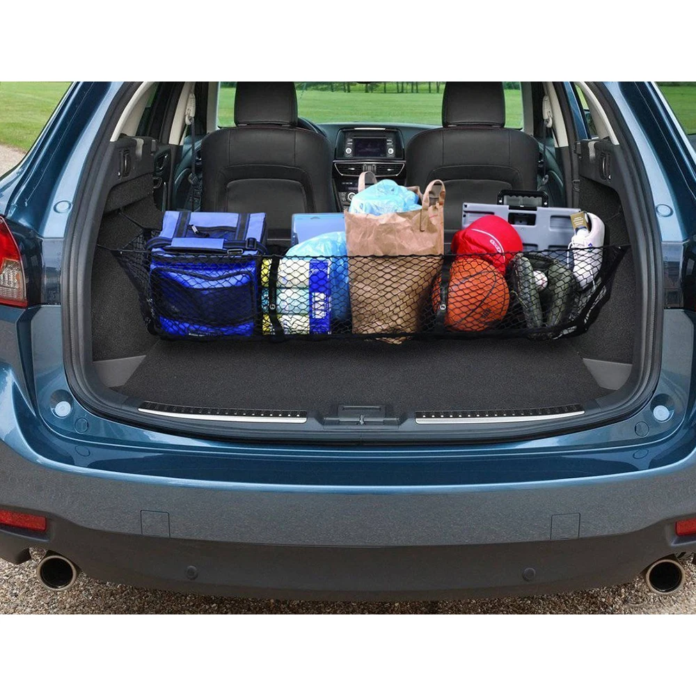 

Car Auto Trunk Rear Cargo Organizer Storage Mesh Net Holder with 4 Hooks Durable Car Styling Accessories Elastic Hammock