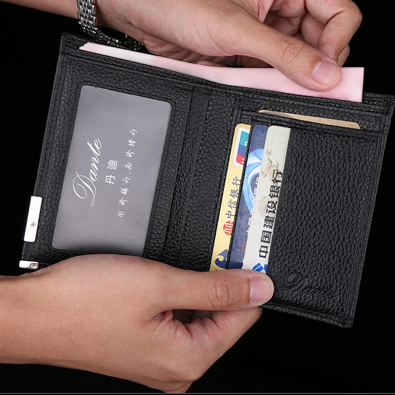 

New Classic Men Genuine Leather Wallet Soft Short Purse Closure Black and Coffee Money Bag For Business Gentleman ID Card Case