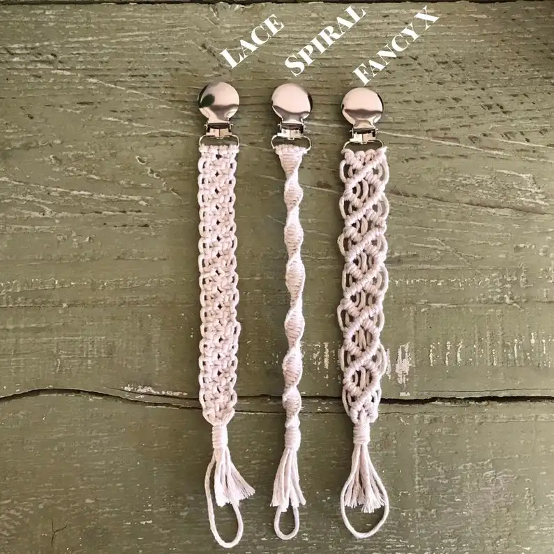 Macrame Baby Pacifier Clip Newborn Infant Toddler Nursing Teething Clip Holder Metal Clips Cotton Thread 4 Style Macrame Baby Pacifier Clip Newborn Infant Toddler Nursing Teething Clip Holder Metal Clips Cotton Thread 4 Style
