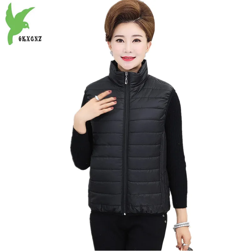 Middle aged Women Winter Vest Cotton Jackets Flocking Plus