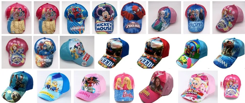 BOYS GIRLS KIDS CHARACTER HATS BASEBALL CAPS MARVEL MICKEY FROZEN CAP