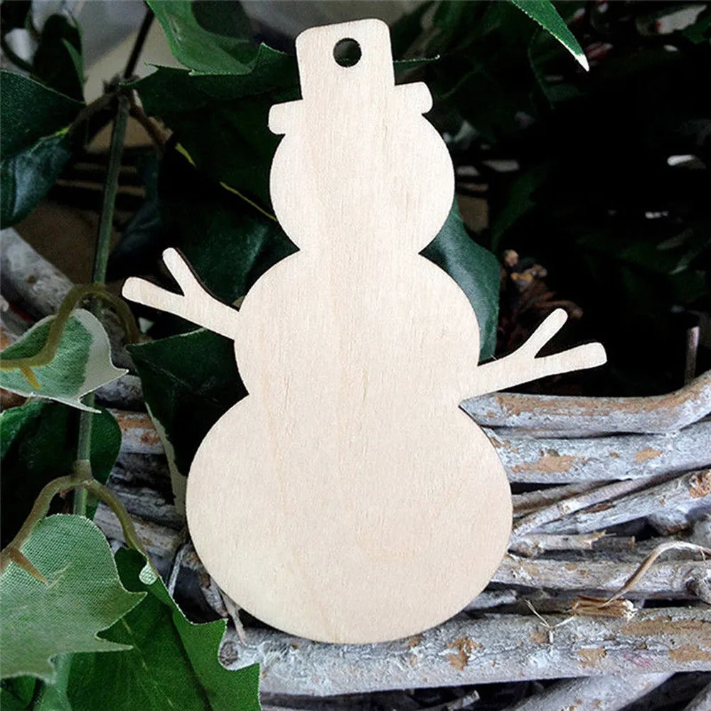10 штук упак. DIY елка и снеговик Узор Деревянные Подвески Украшения Рождественская