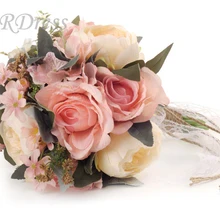 MissRDress романтический свадебный букет в деревенском стиле свадебный букет Искусственные Розовые Свадебные цветы для свадьбы JK207