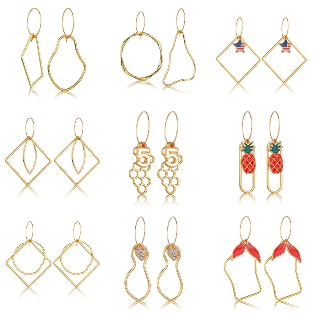

Bohemian Classic Geometric Irregular Golden Pendant Earrings Large Girl Ear Lady Long Pendant Earrings Wear Accessories Dropship
