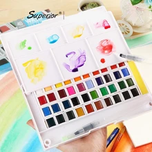 Превосходный 48 цветов Набор для рисования с кистью яркий цвет портативный пигмент для рисования для студентов