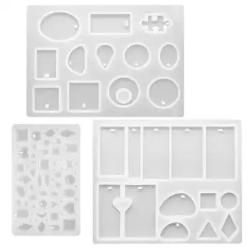 

3 Pcs Silicone Casting Molds,Diy Jewelry Pendant Craft Making Moulds With Hanging Hole