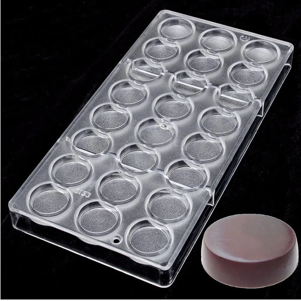 Matte Round Shaped Polycarbonate Sweet Candy Mold 24 DIY PC Chocolate Mould Tray-in Baking