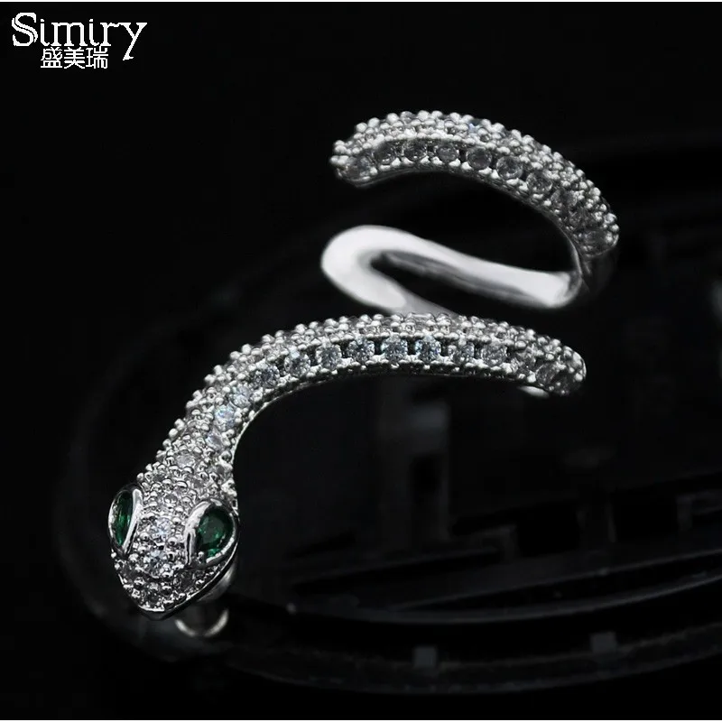 SIMIRY в стиле панк CZ серьга со змеями S925 стерлингового серебра металличе с манжетами на эластичной резинке Для женщин 1 шт