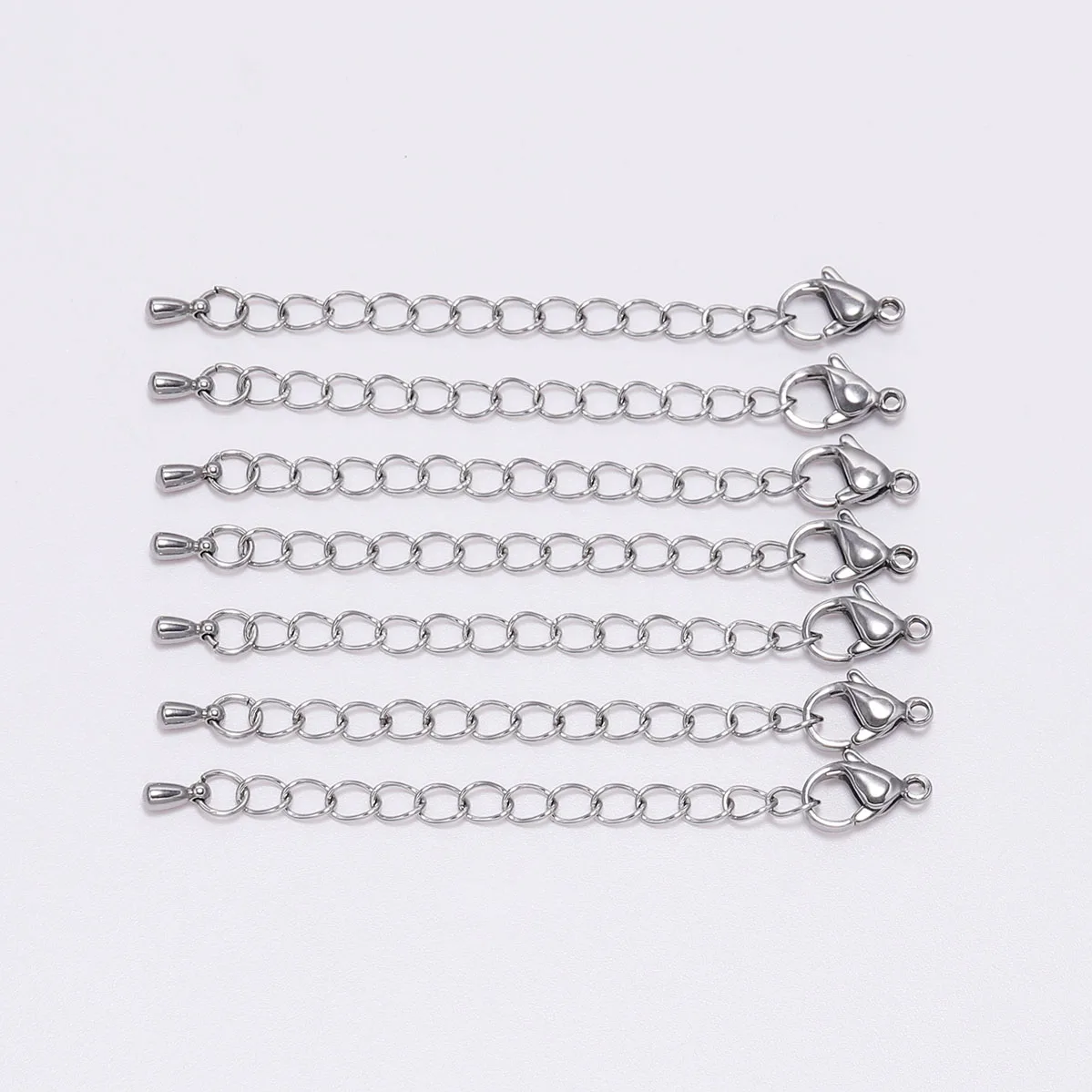 

10pcs/lot Stainless Steel Extension End Chain DIY Bracelet Necklace Tail Chain Lobster Clasp Extender Chains For Jewelry Making