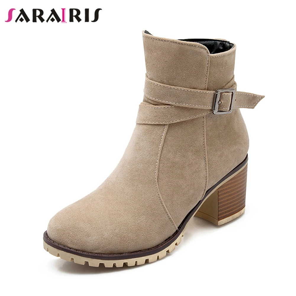 

SARAIRIS 2020 New Big Size 34-43 Add Warm Fur Booties Women 2020 Winter non-slip Platform Boots High Chunky Heels Shoes Woman
