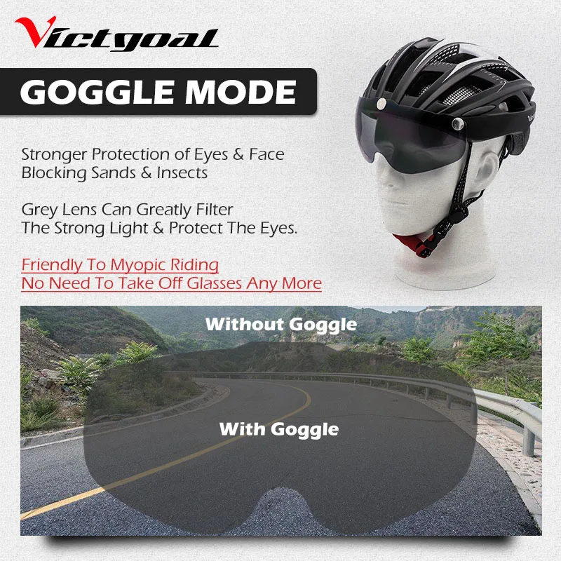 Шлем для велосипеда victgoal, светодиодный велосипедный шлем с подсветкой, мужские и женские очки, велосипедный шлем, ультралегкий шлем для горного велосипеда MTB