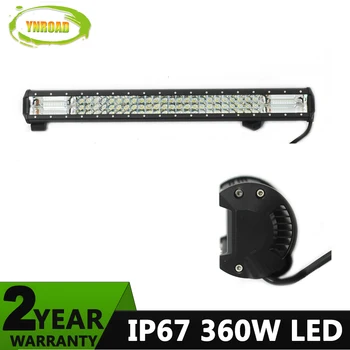

YNROAD 360w 26inch Tri-Row Led Light Bar work light Driving Offroad Light combo for fishing truck boat 4WD