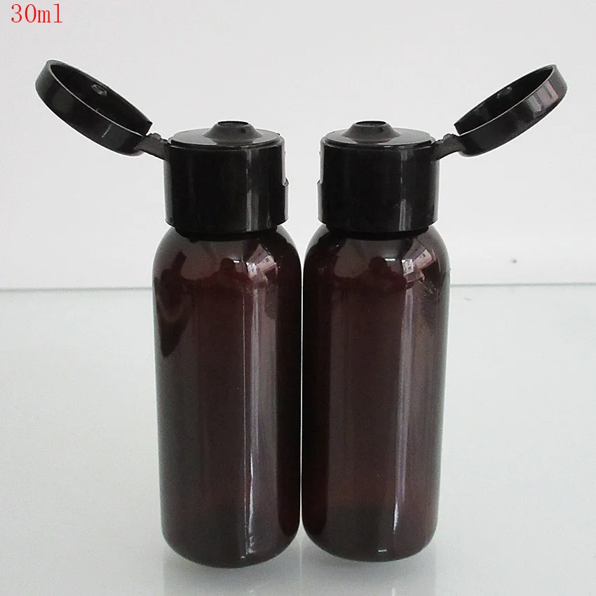 10 шт 1 унция/30 ml янтарного бутылочка ПЭТ пластиковые пустая бутылка для многоразового использования для чернила для татуировки, Eliquid, interchangeable Round бутылки с откидной крышкой