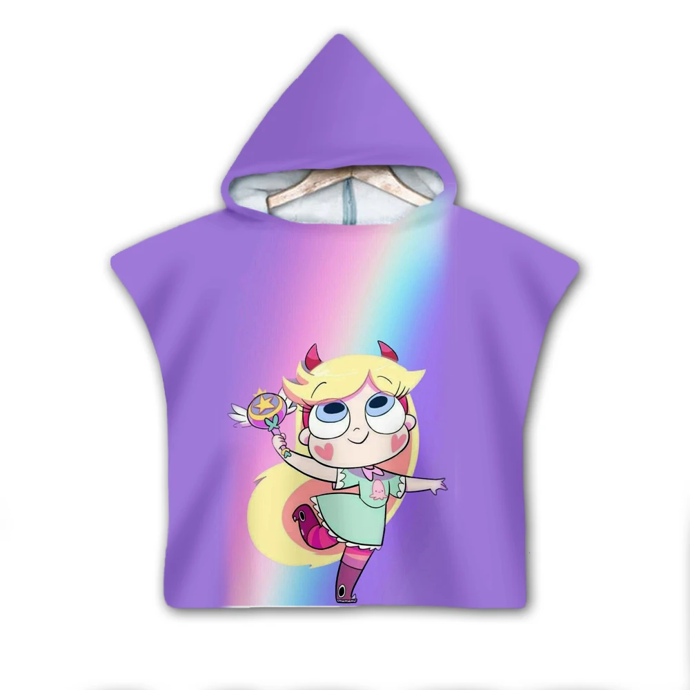 

star vs the forces of evil Hooded baby Boys and Girls Towel Wearable Bath Towel For Kids Travel 3D print Beach Towels style-6