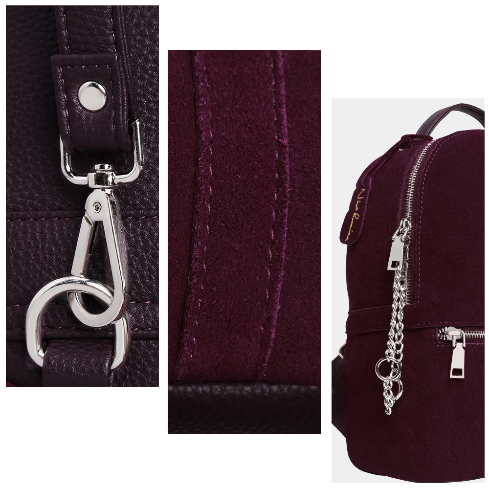 2018 Women Genuine Suede Leather Backpack Female Casual Leisure Zipper Chains Nubuck Travel School Bag Teenager Girls Mochila