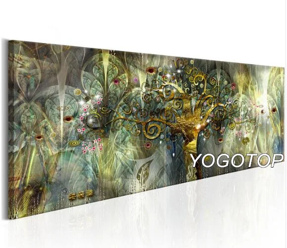 YOGOTOP полная Алмазная вышивка крестиком абстрактное дерево жизни большая мозаика 5D алмазная вышивка Diy квадратная дрель деньги QA632 - Цвет: Цвет: желтый