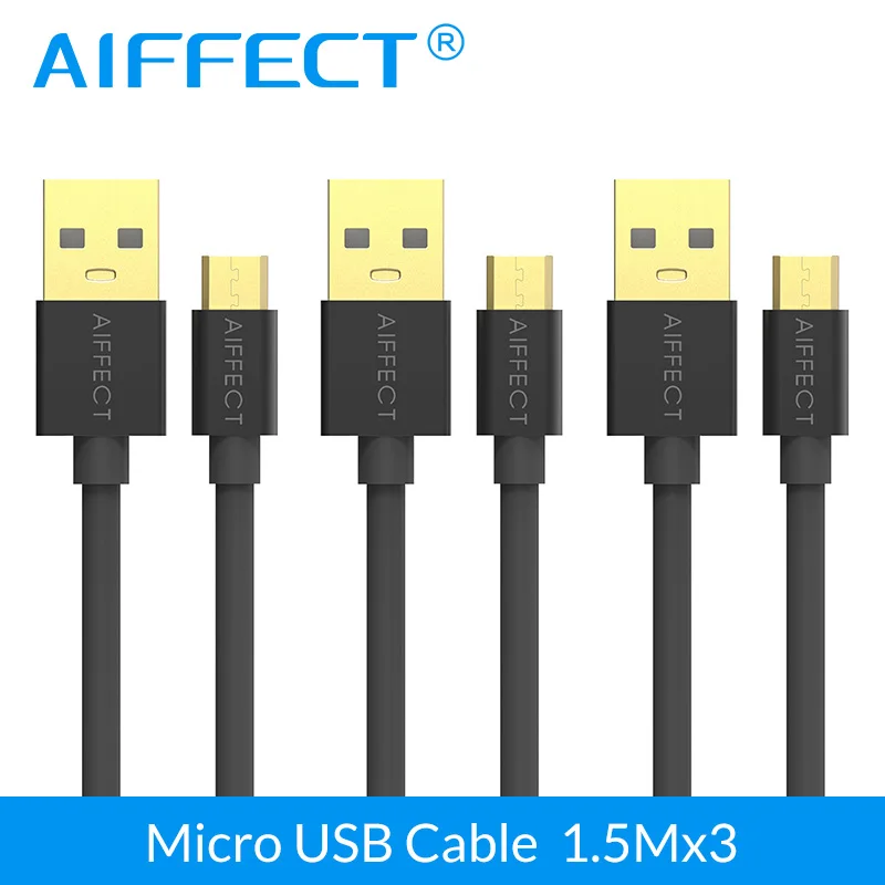 

AIFFECT 3 Pieces New Arrival Micro USB Cable High Speed Micro-USB Cable Micro B to USB Data Charging Sync Cable Cord Line 5FTx3