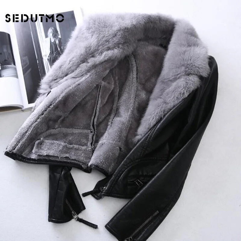 SEDUTMO размера плюс 3XL искусственная кожа куртка женская панк шуба Черная байкерская куртка мотоциклетная верхняя одежда ED056