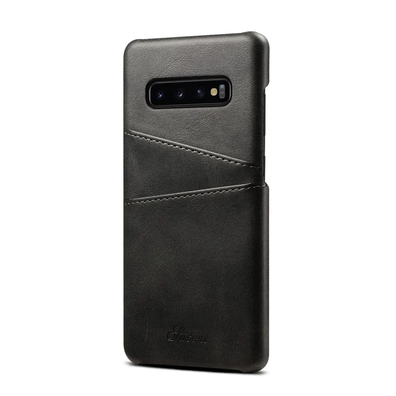 Для samsung S8 S9 Plus кожаный чехол с отделением для карт для samsung Galaxy S10 S10 Plus чехол s держатели для карт - Цвет: Black