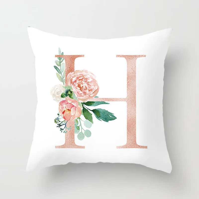 Fuwatacchi Colorful English Alphabet Cushion Cover Sofa Home Decoration Rose Flower Letter Pillowcase Kids Room Decoration