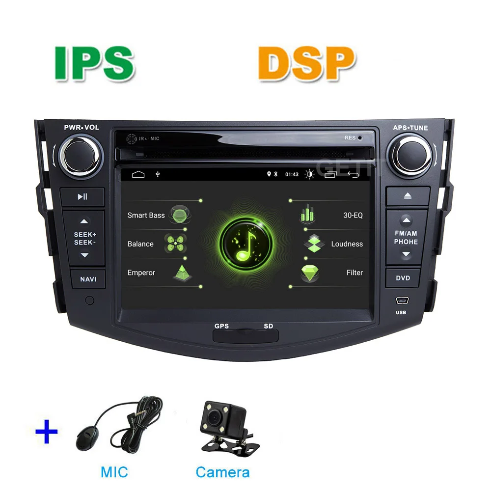 DSP IPS Android 10 Car DVD Multimedia Stereo Player for Toyota RAV 4 RAV4 2006- 2012 with Wifi BT Radio GPS - Цвет: DSP - MIC - CAM