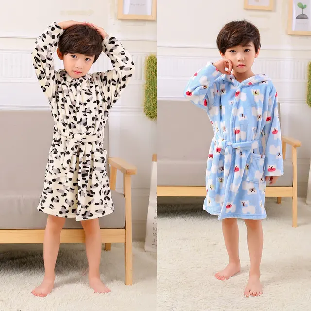 Girls Cute Flannel Long Sleeve Bath Robe