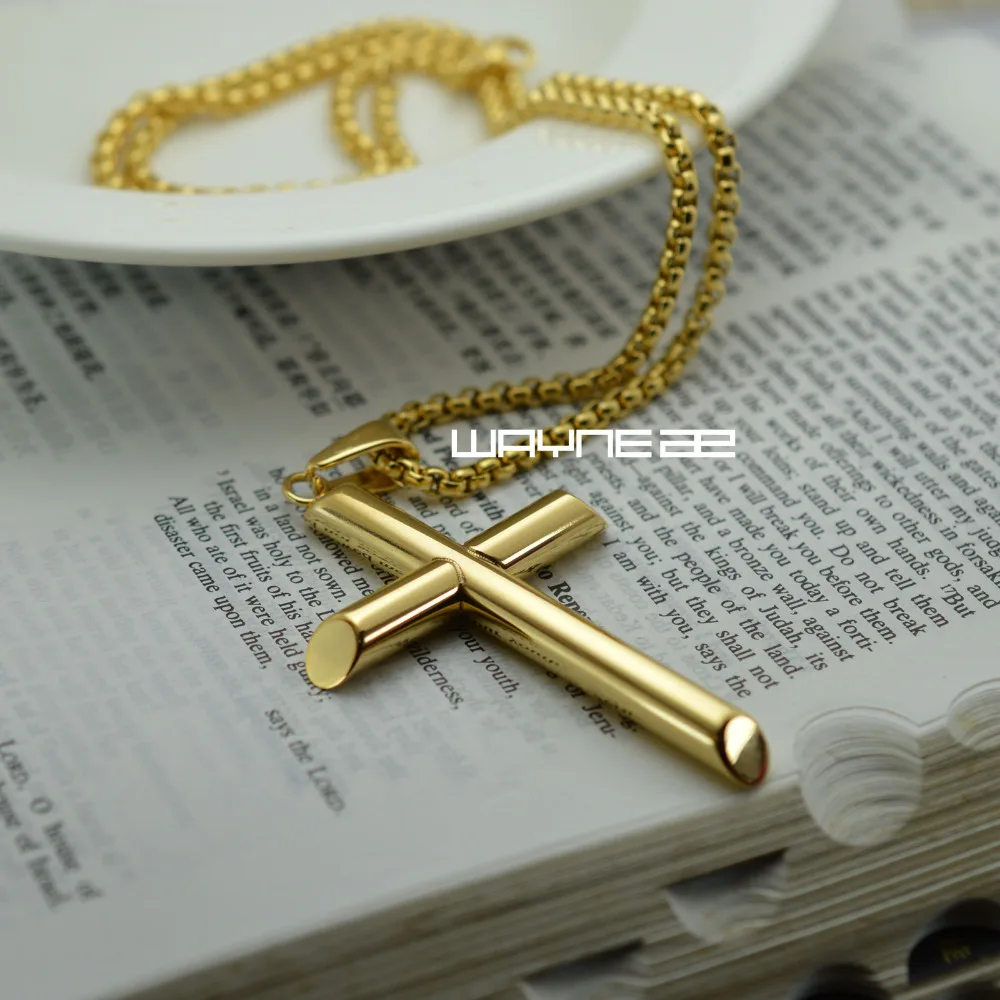 Necklace for Men Pure Gold Color Cross Charm Pendant Khands For Women Men 24k Yellow Gold Filled Khands Wedding Wedding Jewelry