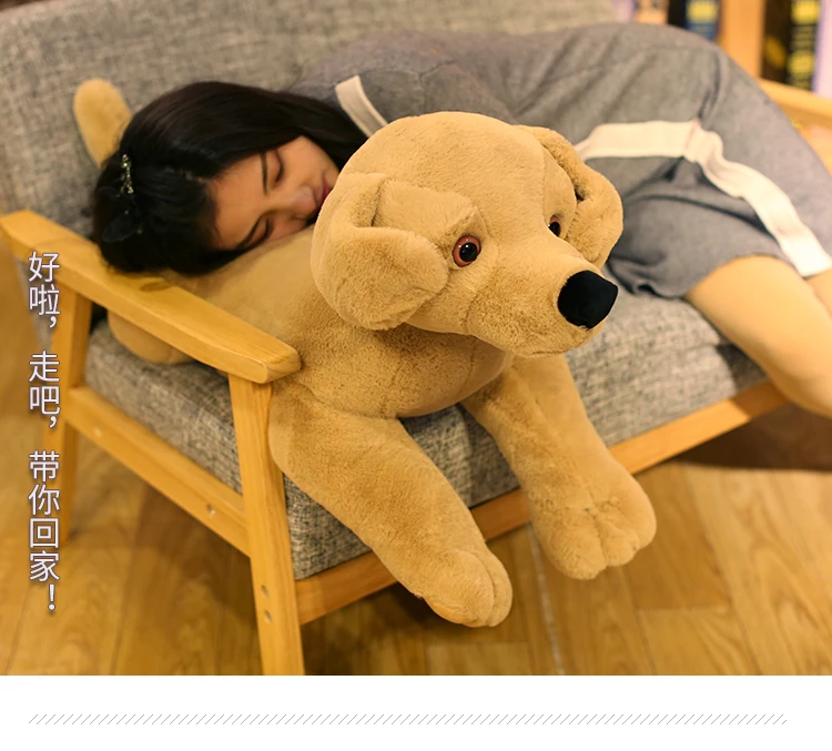 Dorimytrader Pop Simulation Animal Labrador Plush Toy Giant Stuffed Cartoon Golden Retriever Dog Doll Pillow for Baby Birthday Gift 31inch 80cm DY50448 (6)