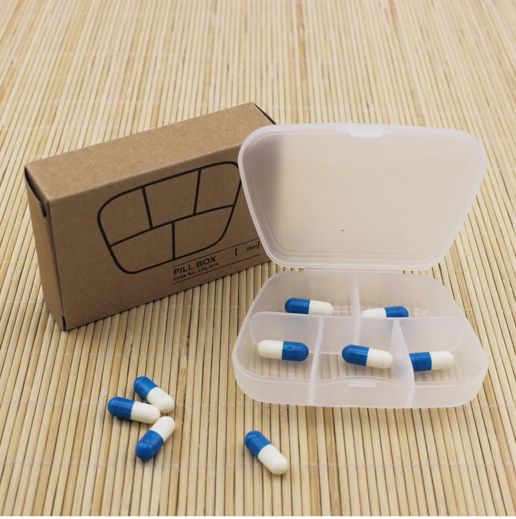 

portable 5grid pill box transparent plastic box PP