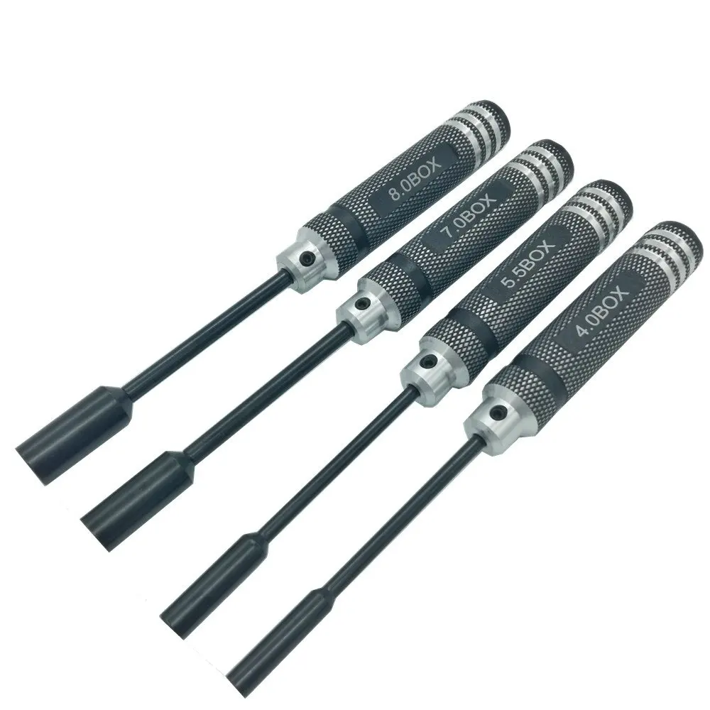 Julydream 4PC Sockets Set Long Handle Hex Screwdriver Socket RC Tools