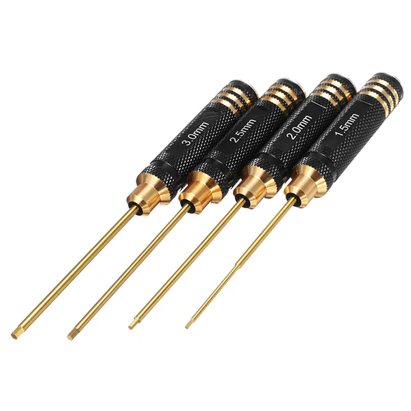

4pcs 1.5/2.0/2.5/3.0mm Hex Screwdriver Bit HSS Titanium Coated Repair Tool Set