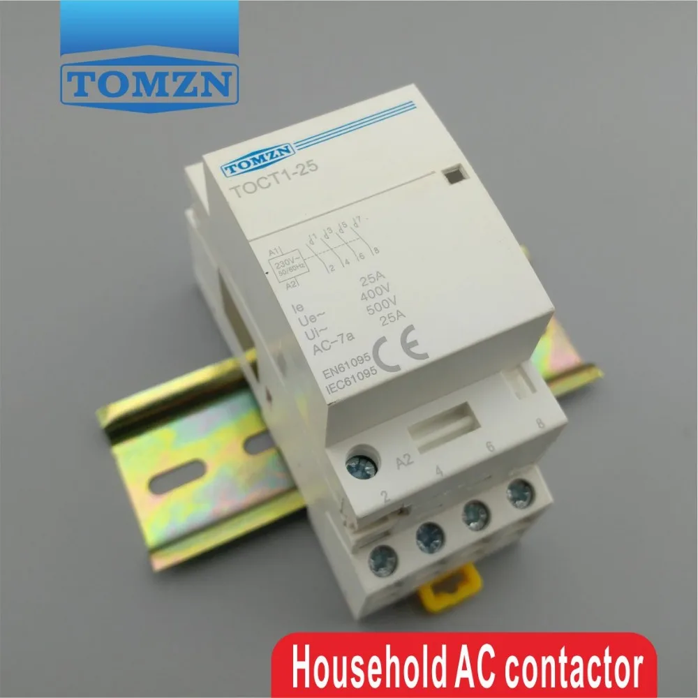 TOCT1 4P 25A 220 V/230 V 50/60HZ Din rail бытовой ac Контактор В соответствии с стандартом 4NO